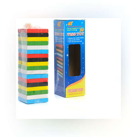 Занимателна игра Дженга - 54 части - Цветна - Дърво - 65652