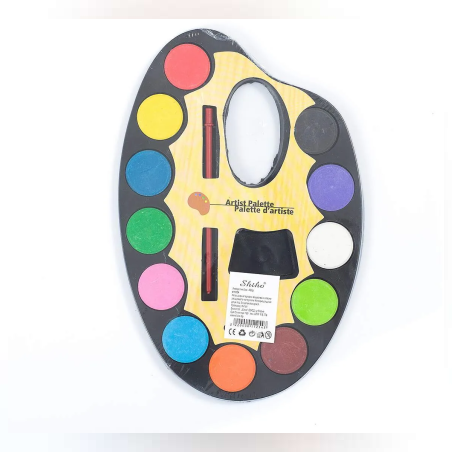 Акварелни бои с четка - 12 цвята - 18х11см. - 65099