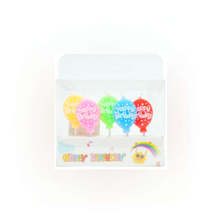 Свещ за рожден ден с форма на балон с надпис - 5 бр. х 4 см.