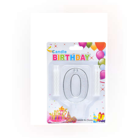 Комплект от 4 класически свещи + ПВЦ поставка за свещи във формата на цифра 