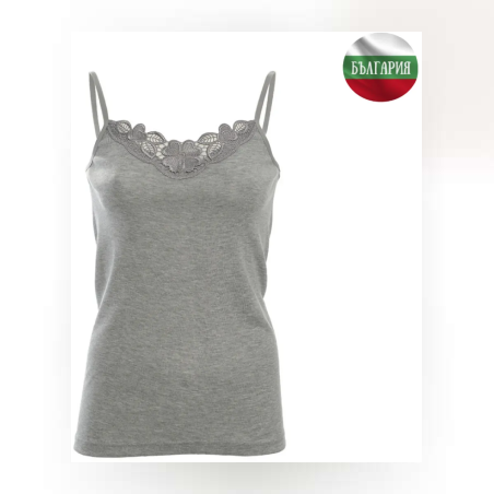 Дамски корсаж - Тънка презрамка с дантела - Рипс - Сив - 2ХL - 060735