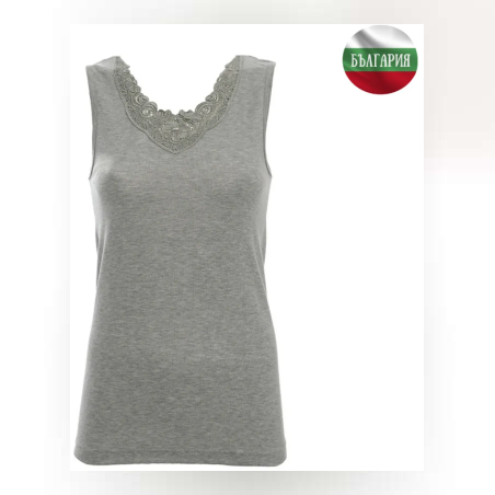Дамски корсаж - Широка презрамка с дантела - Рипс - Сив - 2ХL - 060835