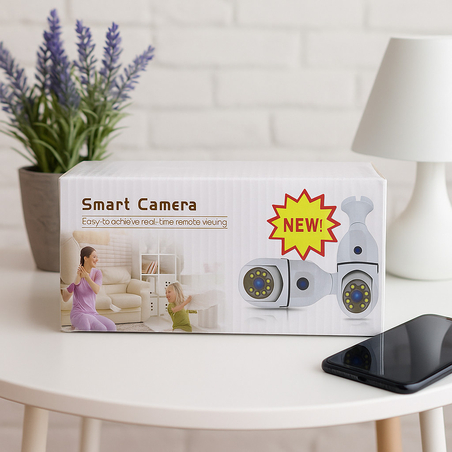 WiFi двойна IP камера за фасунга – Full HD 1080P, 355° въртене, нощно виждане и двупосочно аудио