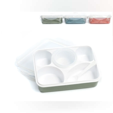 Кутия за храна с 5 разделения + лъжица - 71113
