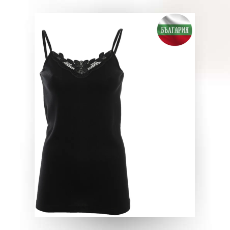 Дамски корсаж - Тънка презрамка с дантела - Рипс - Черен - 2ХL - 060745