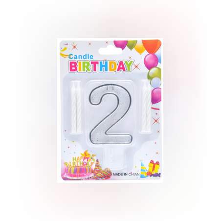 Комплект 4 класически свещи + ПВЦ поставка за свещи във формата на цифра 