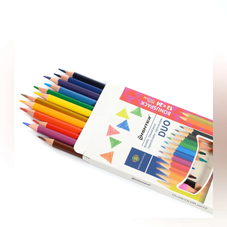 Моливи - цветни - двуастранни - 12 броя - 65515