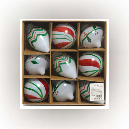 Коледни топки - 9 броя - 8см - 54742
