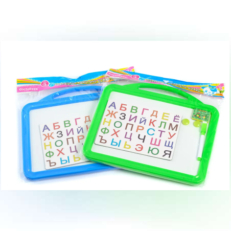 Дъска за писане с дръжка - Маркер + Азбука + 2 Пинчета - 32х27см - 65692