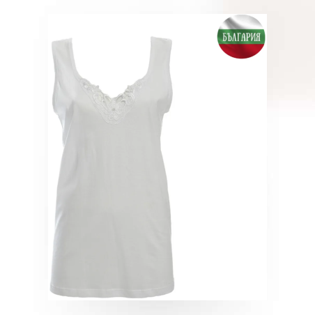 Дамски корсаж - Широка презрамка с дантела - Гладък - Бял - 44 - 060801