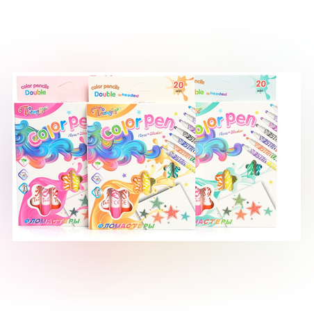 Флумастери с два накрайника - 10 броя - 65157