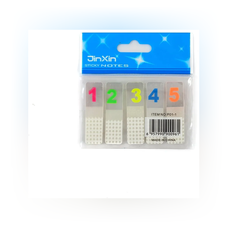 Самозалепващи сигнални листи 5х20 листа - Прозрачни с цифра 11565