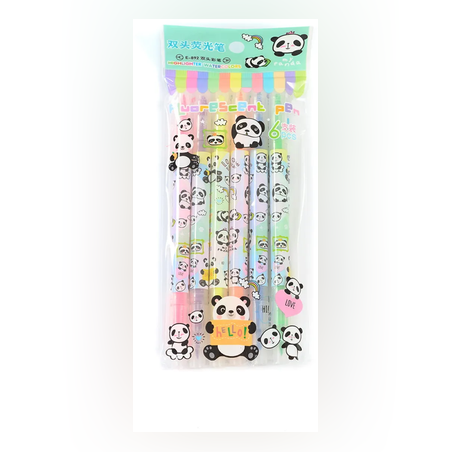 Флумастери - двувърхови - 6 броя - Панда - 65376