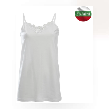 Дамски корсаж - Тънка презрамка с дантела - Гладък - Бял - 44 - 060701