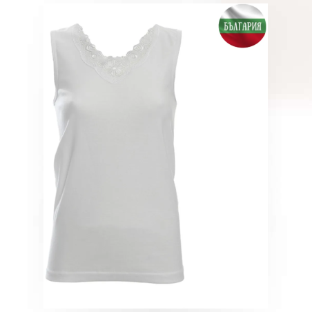 Дамски корсаж - Широка презрамка с дантела - Рипс - Бял - L - 060823