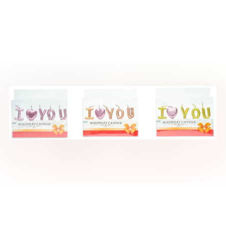 Свещ за рожден ден I LOVE YOU - 4 части х 4 см