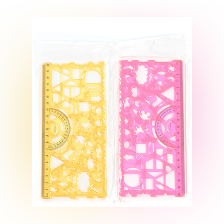 Шаблон за чертане - Геометрични фигури - 2 броя - 20см - 65268