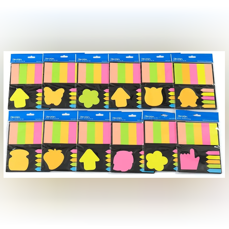 Тефтерче с разноцветни самозалепващи листчета - различни форми и размери - 65216