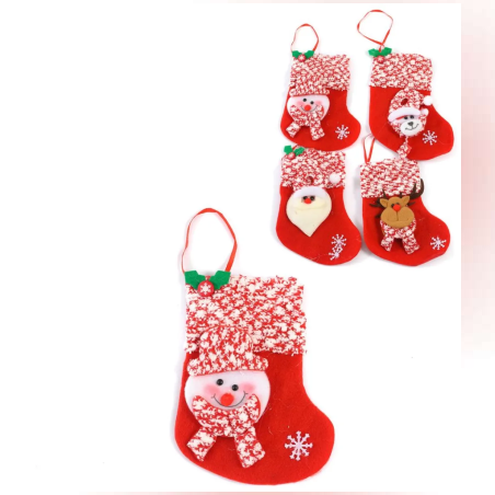 Коледен чорап с коледни мотиви - 11х15см - 54123