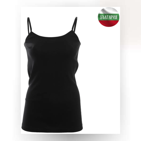 Дамски корсаж - Тънка презрамка с ластик - Рипс - Черен - 2ХL - 060775