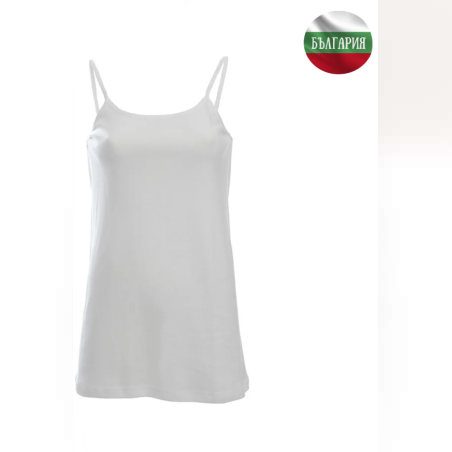 Дамски корсаж - Тънка презрамка с ластик - Рипс - Бял - L - 060753