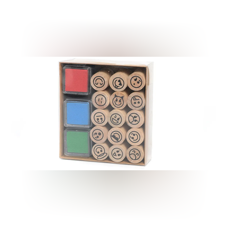 Печати в кутия - дърво - 15 броя + 3 щампи - 11649