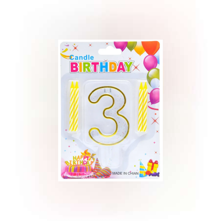 Комплект 4 класически свещи + ПВЦ поставка за свещи във формата на цифра 