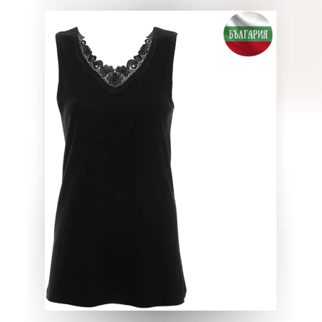 Дамски корсаж - Широка презрамка с дантела - Рипс - Черен - 2ХL - 060845