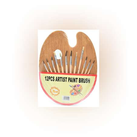 Дървена палитра с 12 четки за рисуване