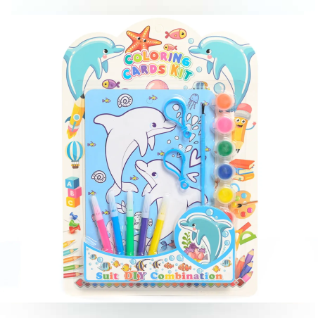 Комплект за рисуване с делфини - 10 части - 65043