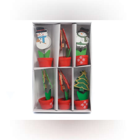 Коледна украса - Саксия с щипка за листи - 54597