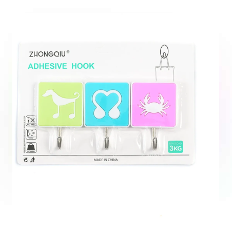 Закачалки с куки - самозалепваща се - 3 броя - 71036