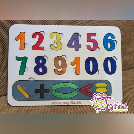 Дървен пъзел с цветни цифри