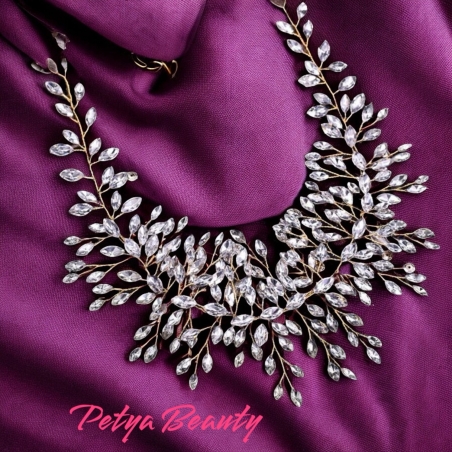 Аксесоар за кок в сребисто с камъни