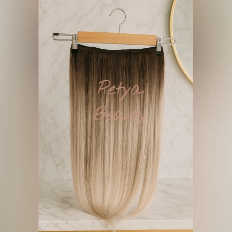 /ПРЕМИУМ/ Цял ред екстеншън от 1 част в цвят - Рус с естествен корен