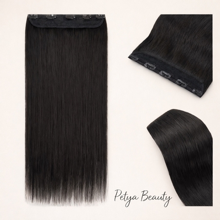 100% Естествен косъм - Екстеншън на цял ред - цвят No:2