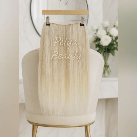 /ПРЕМИУМ/ Цял ред екстеншън от 1 част в цвят - Светло бежово рус /