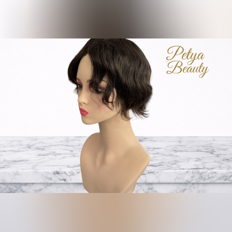 Тупе/Полуперука - 100% естествен косъм - Кестеняво (Модел подходящ и за мъже)