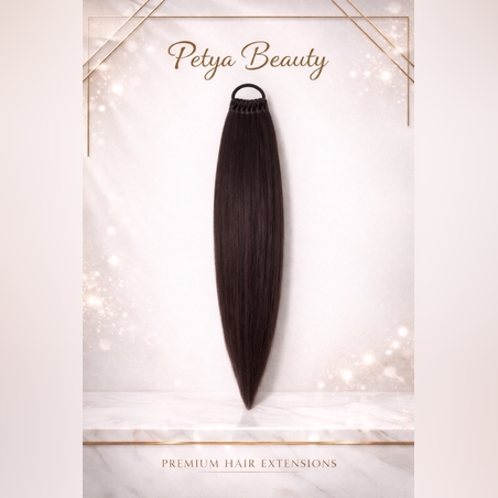 Опашка с ластик - Кафяво/махагон (РЪЧНА изработка)