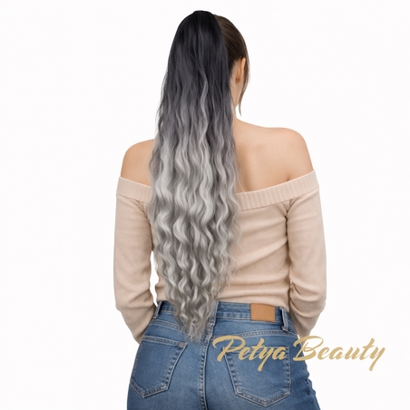 Опашка с шнола - Сиво с черен корен (вълни)