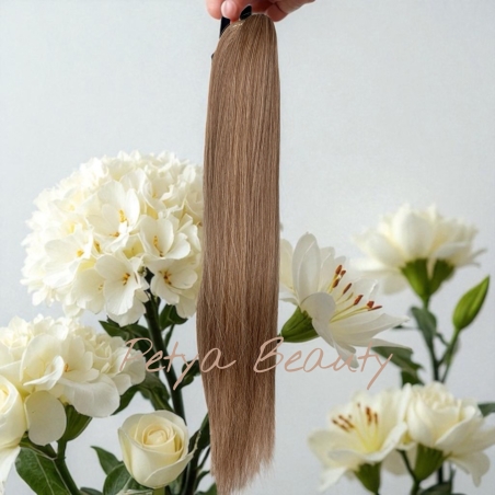 Опашка с шнола в цвят капучино