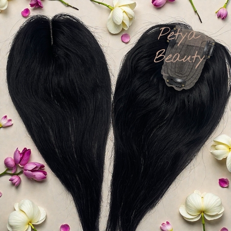 Тупе - 100% естествен косъм - Черно - 30см