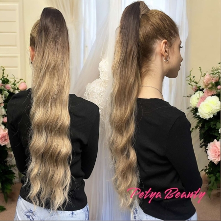 PREMIUM - Луксозна опашка -ОМБРЕ ,ВЪЛНИ С ЛЕНТА КИЧУР