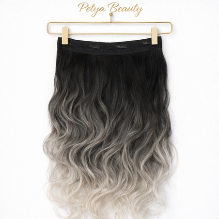 ХАЛО екстеншън на цял ред - ОМБРЕ ЧЕРНО/СИВО (ВЪЛНИ)