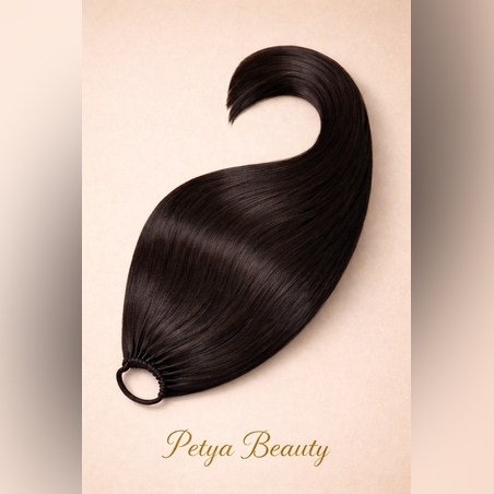 Опашка с ластик - Тъмен шоколад 60 см (РЪЧНА изработка)