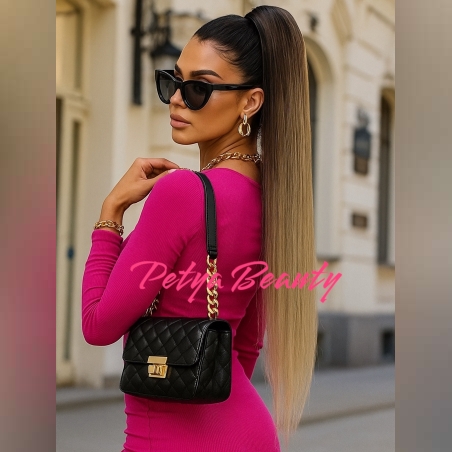 PREMIUM - Луксозна опашка - ОМБРЕ с мрежа и ластик