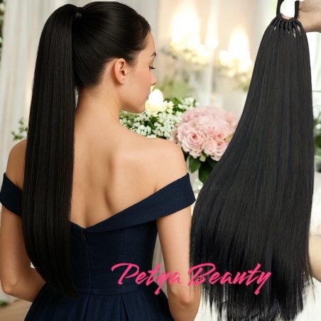 Опашка с ластик /ПРЕМИУМ/- Черно 65см.