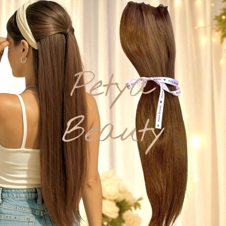 /ПРЕМИУМ/ Цял ред екстеншън от 1 част в цвят - Карамел-шоколад