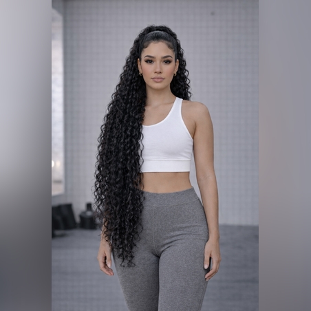 PREMIUM - Луксозна опашка мега дължина - Черна - 100см. с мрежа и ластик