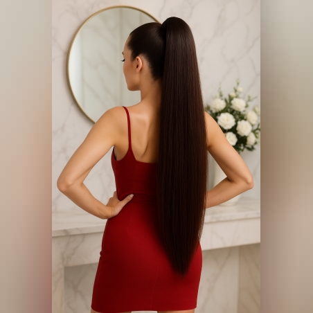 PREMIUM - Луксозна опашка - ШОКОЛАД с мрежа и ластик